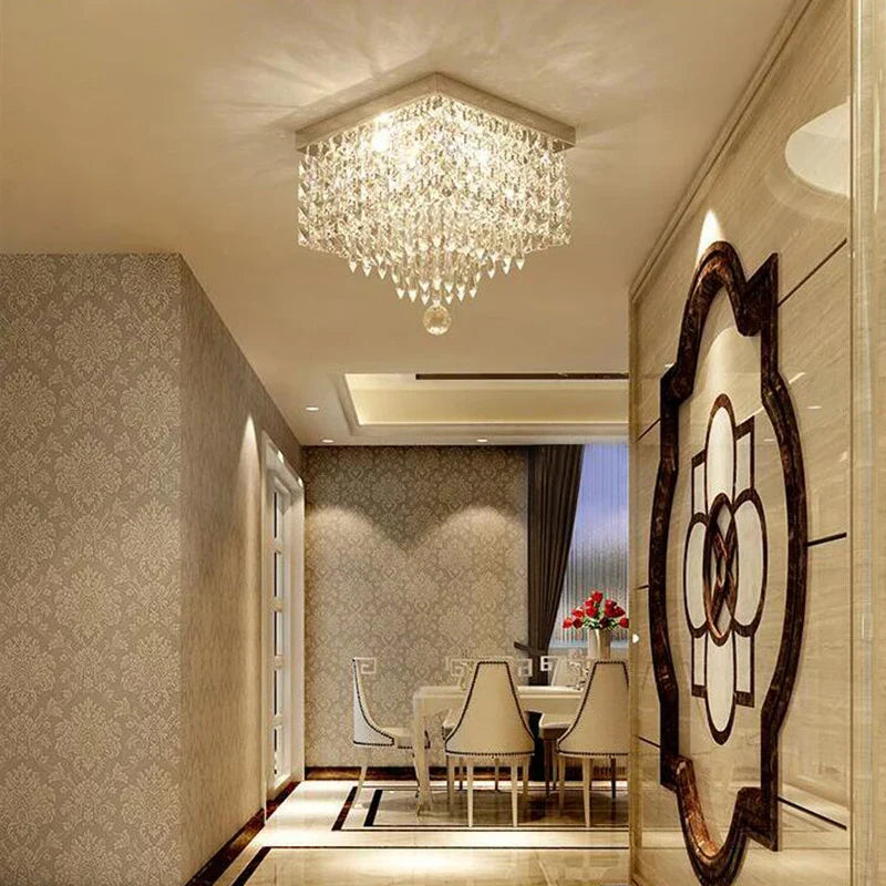 Crystal Square Ceiling Lamp: Elegant Lighting for Corridor, Ladder, Entrance