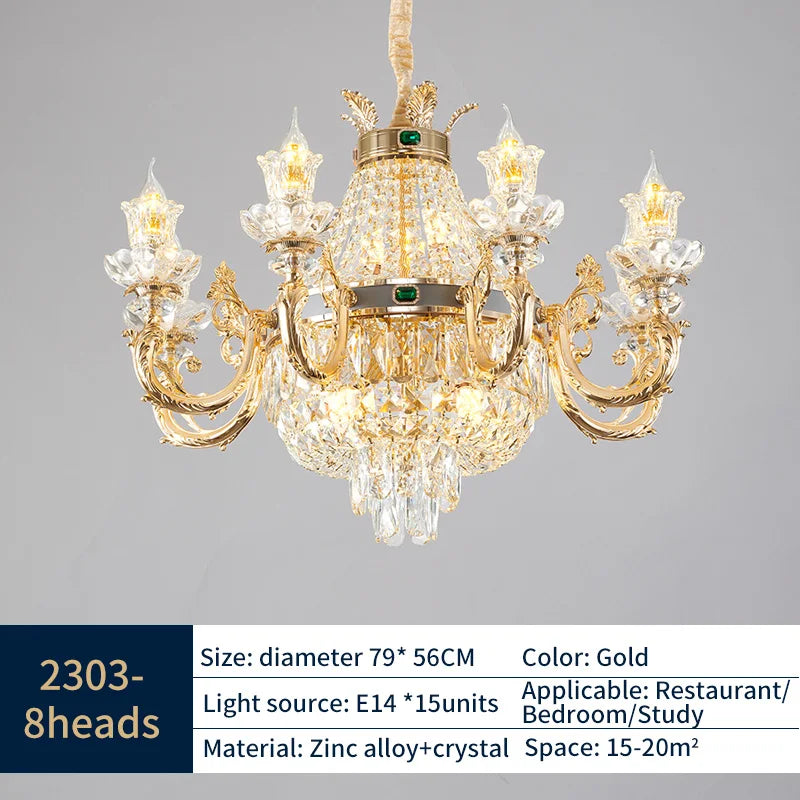 Elegant Duplex Crystal Chandelier for Villa Living Room & Hotel Lobby