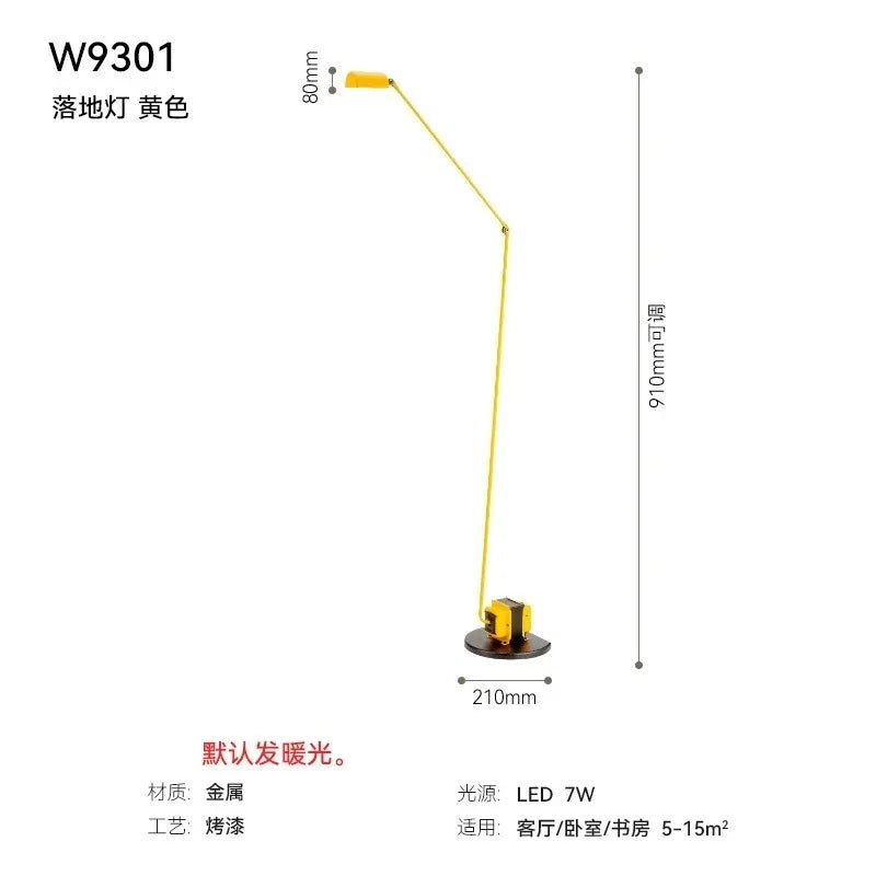 Lumina Adjustable Long Arm Floor Lamp - Industrial Design for Reading and Study Room