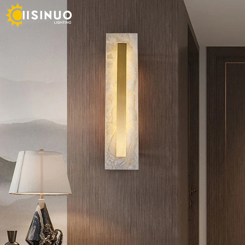 Marble Wall Light: Modern Copper Gold LED Sconce for Bedroom Hotel Corridors