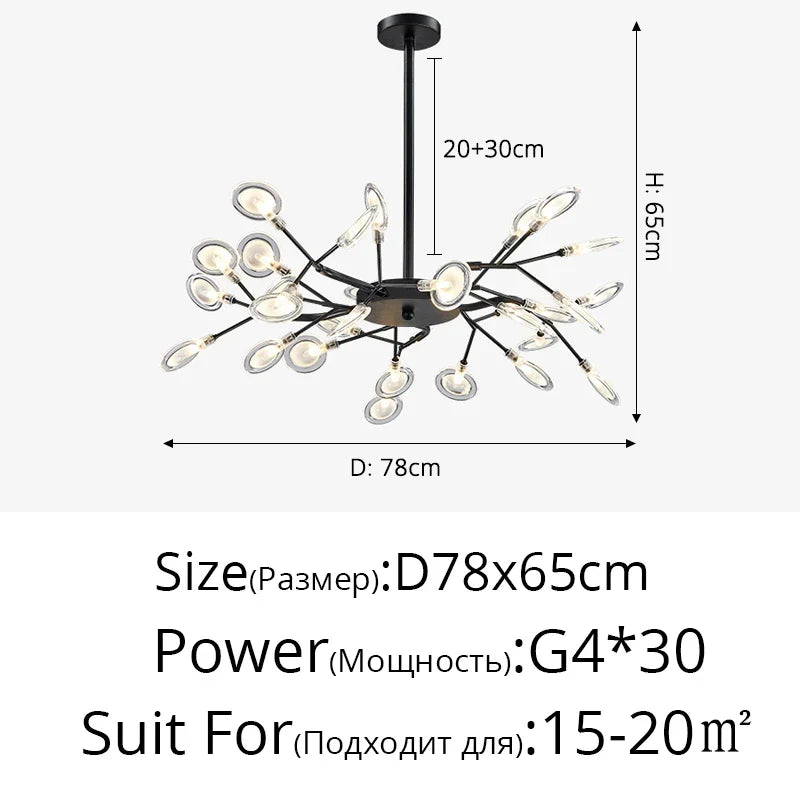 Branch Shape Firefly Ceiling Chandelier G4 Led Lighting Indoor Hanging Lamp