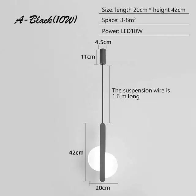 Nordic Black Pendant Lamp for Bedroom Decoration