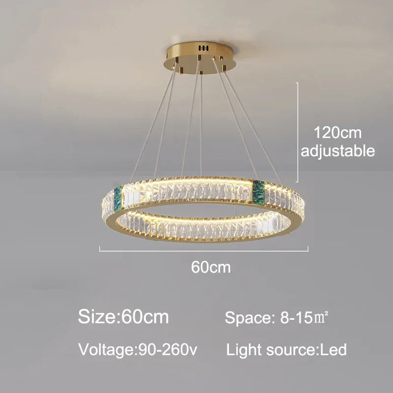 Luxury Golden Crystal Round Ceiling Chandelier with Remote Control LED Light
