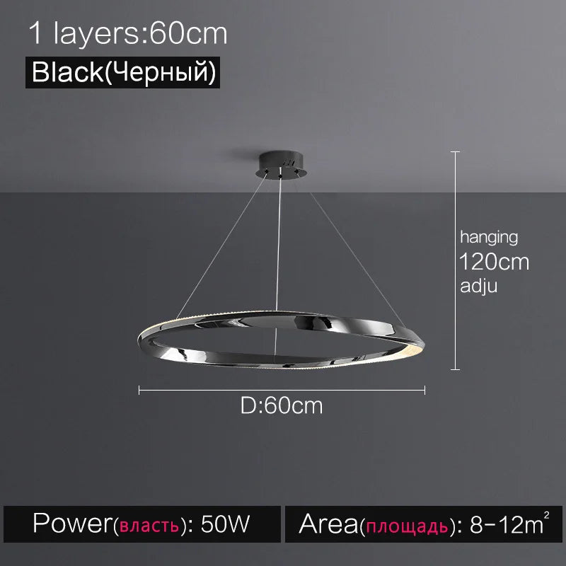 Modern Minimalist Circle Chandelier - Luxury Italian Ring Lamps