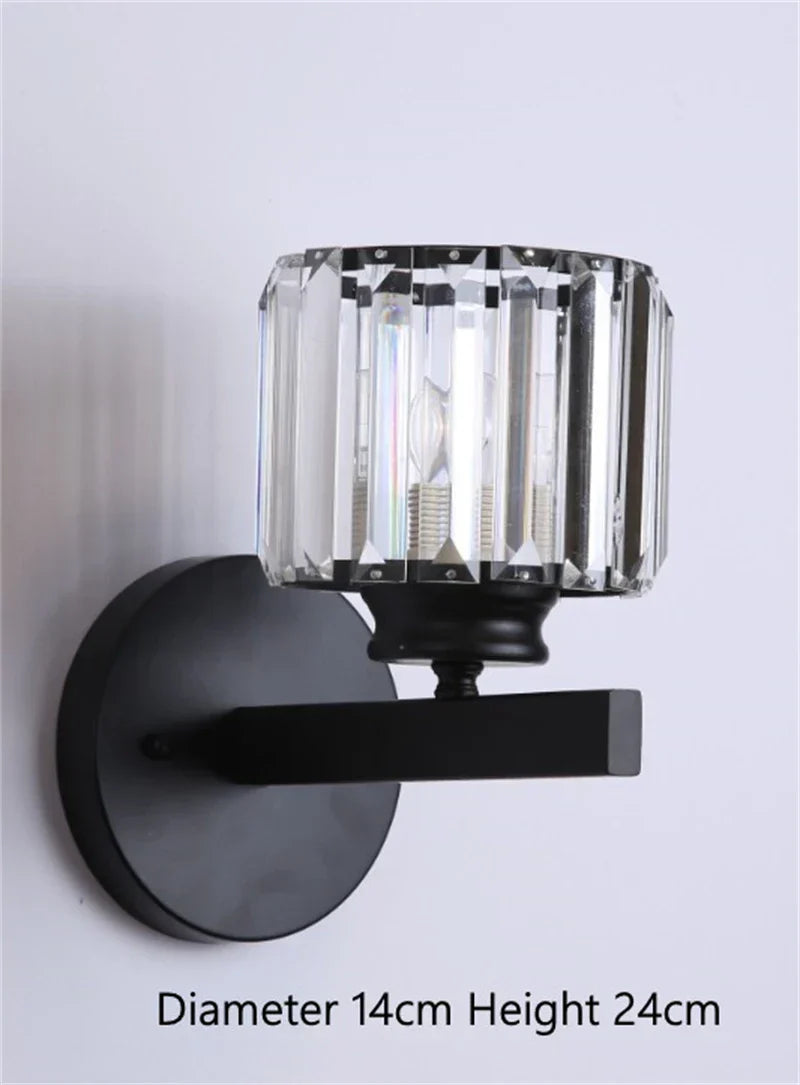 Black Gold Crystal Wall Lights Modern LED Sconce for Bedroom Living Room
