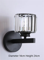 Black Gold Crystal Wall Sconce LED Light for Bedroom Living Room Home Décor