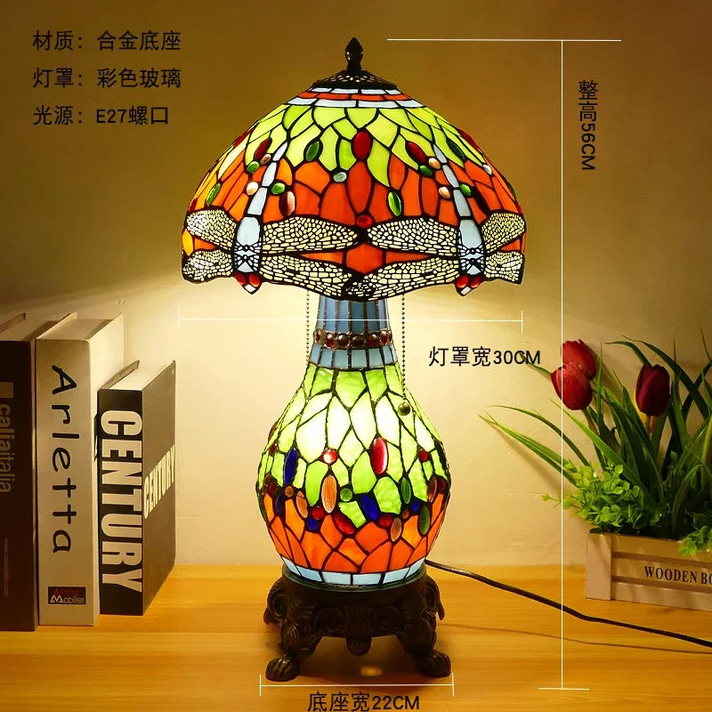 Tiffany Dragonfly Stained Glass Table Lamp by Afralia ™
