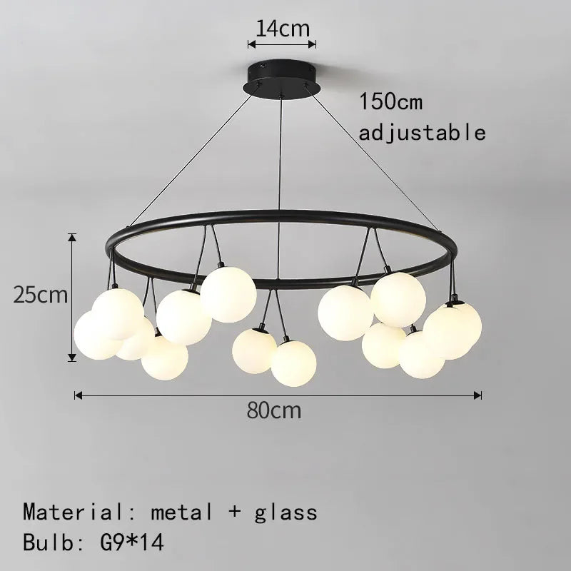 Magic Bean Pendant Chandelier White Glass Ball LED Lighting