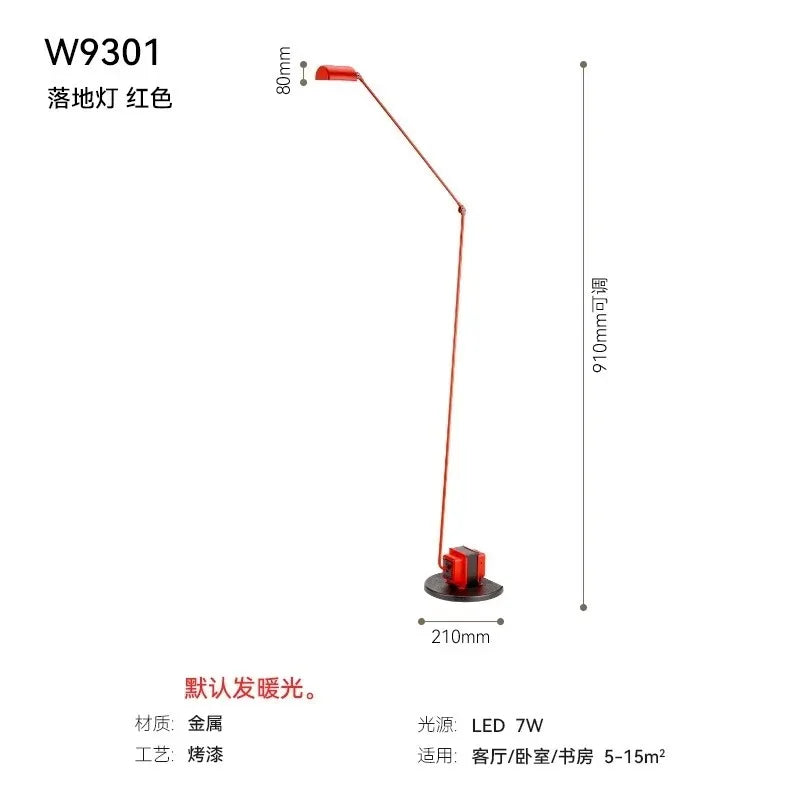 Lumina Adjustable Long Arm Floor Lamp - Industrial Design for Reading and Study Room