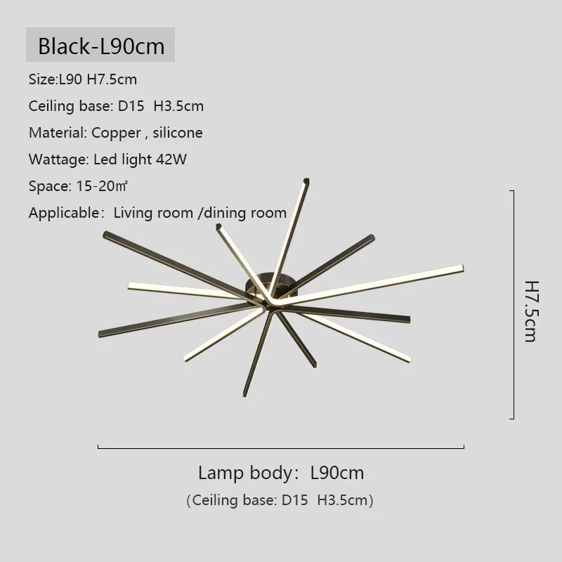 Copper Strip LED Ceiling Lamp - Modern Minimalist Luxury Lighting for Living Room