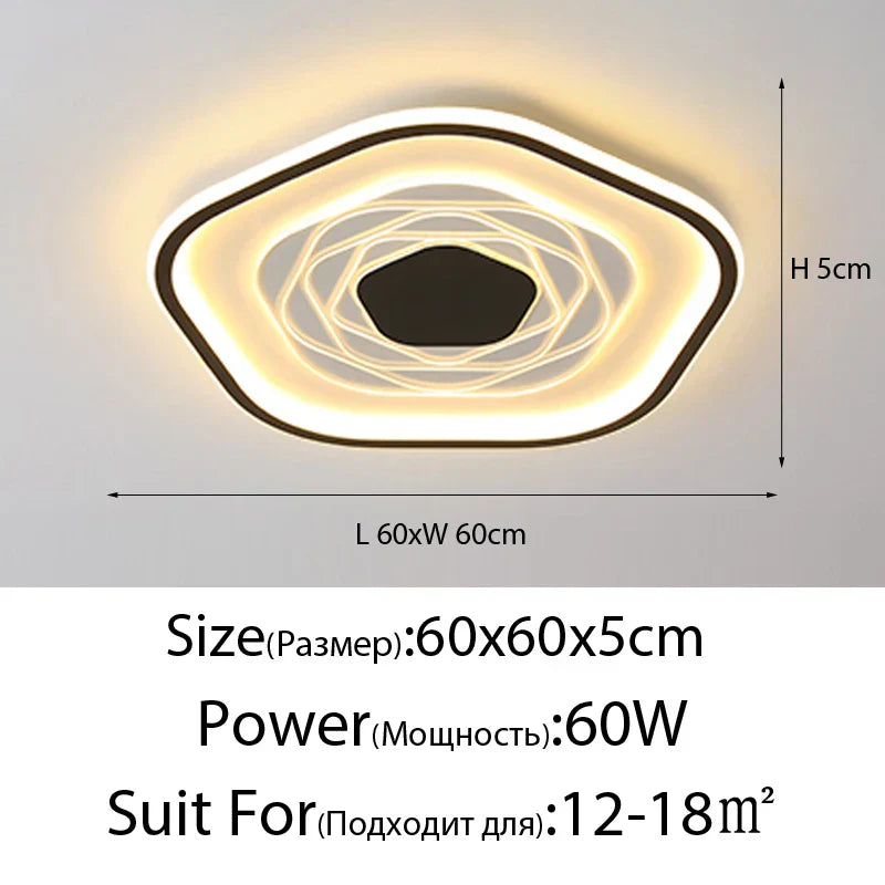 Modern Pentagonal LED Ceiling Chandelier Light for Living Room Bedroom Lighting