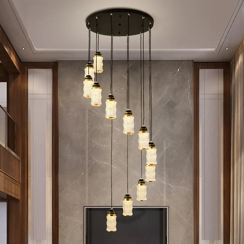 Chinese Style Spiral Staircase Chandelier for Villa & Restaurant, LED Lamps