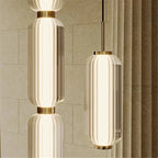 Glass Staircase Pendant Light: American Retro Minimalist Restaurant Foyer Artistic Lamp