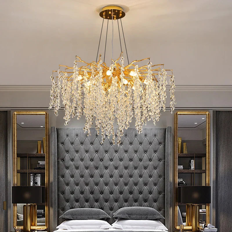 Gold Crystal Grapes Chandelier for Dining Living Room Bedroom