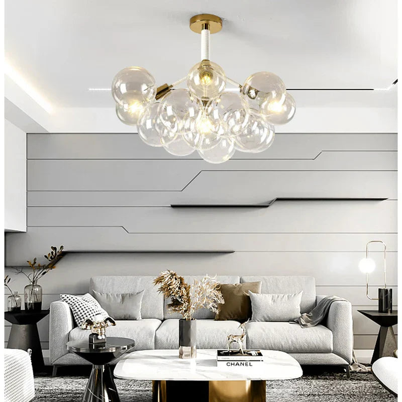 Glass Balls Ceiling Pendant Lights Minimalist Living Room Chandelier Shop Bar Decor