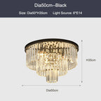 Black Gold Crystal Ceiling Chandelier: Modern LED Pendant Light for Luxe Living Spaces