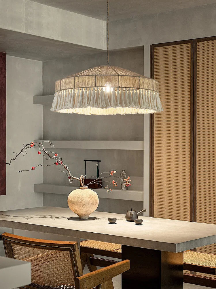 Bohemian Tassel Chandelier: Handmade Nordic Pendant Lamp for Bedroom, Living Room, Kitchen