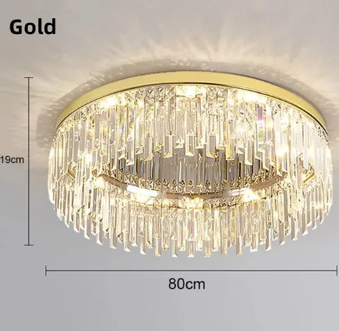 Luxury Crystal Round Black Gold Ceiling Chandelier for Bedroom Living Room Lighting