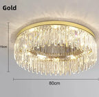 Luxury Crystal Round Black Gold Ceiling Chandelier for Bedroom Living Room Lighting