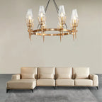 Gold Lustre Glass Chandelier: Modern Luxury Pendant for Living, Dining, Bedroom