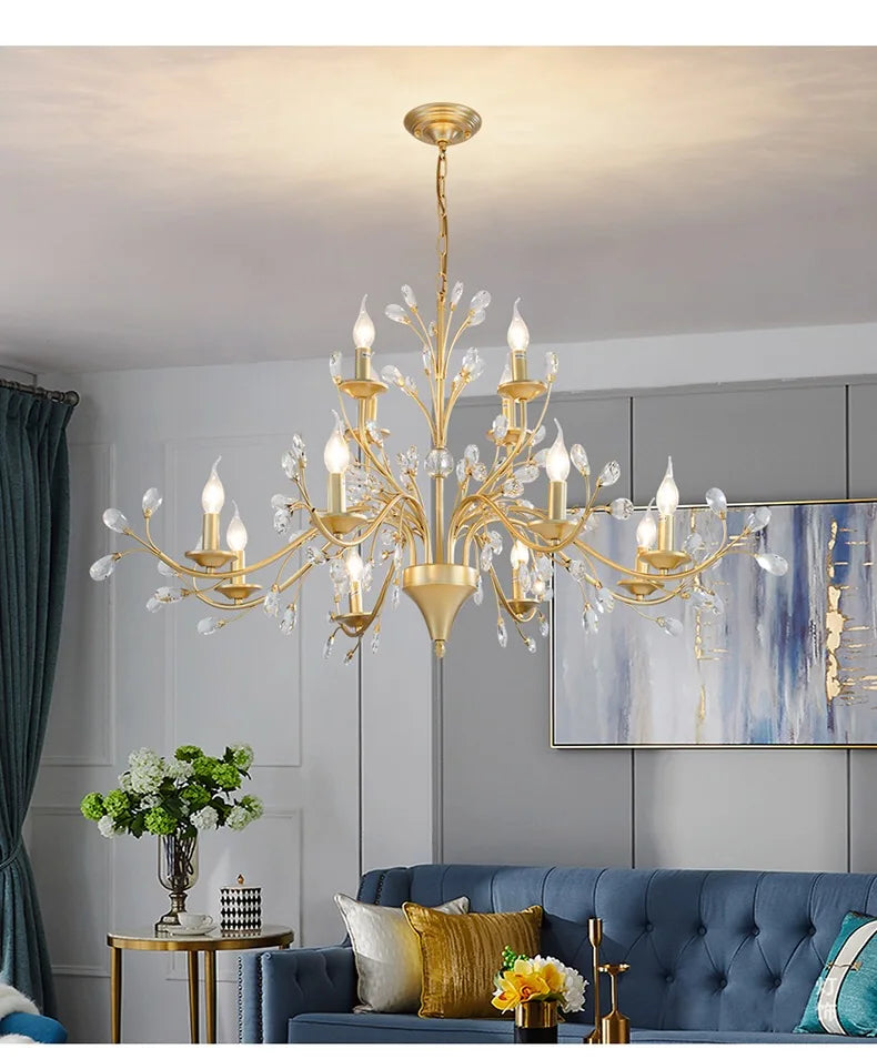 Crystal Chandelier: Modern LED Pendant Lamp for Living, Dining, Bedroom, Kitchen. Vintage American Style.