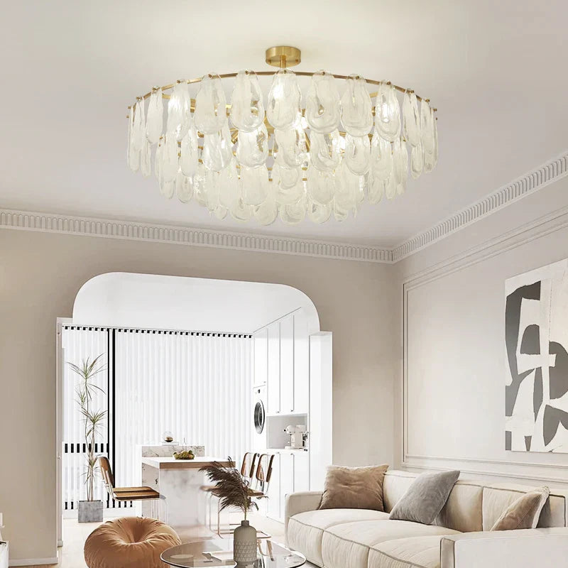 Crystal Chandelier: Modern Brass Luxury for Living Room & Bedroom