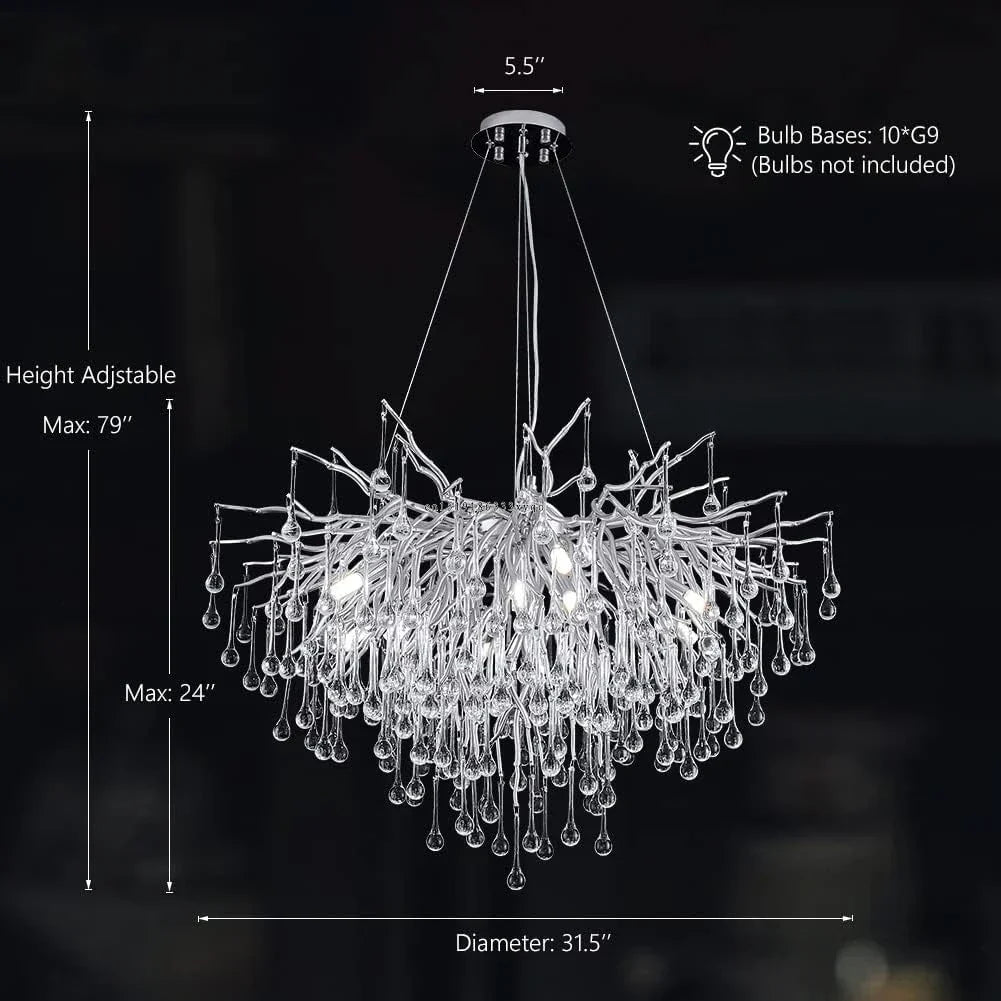 Luxury Crystal LED Chandelier Silver Gold G9 - Perfect for Indoor Hall Living Room Dining Room