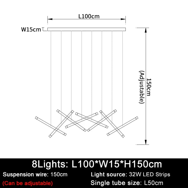 Modern Tube Design LED Chandelier - Gold/Chrome/Black Luxury Home Decor & Kitchen Lighting