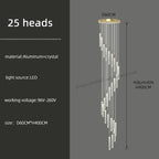 Golden LED Crystal Chandelier for Living Room Staircase