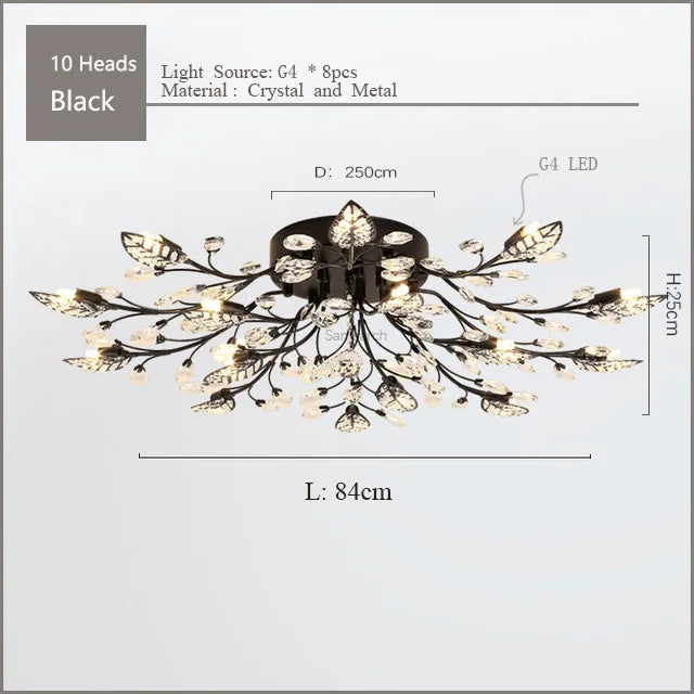 Crystal Ceiling Chandelier LED Fixture Lights for Living Room Bedroom by Samsarah Lighting