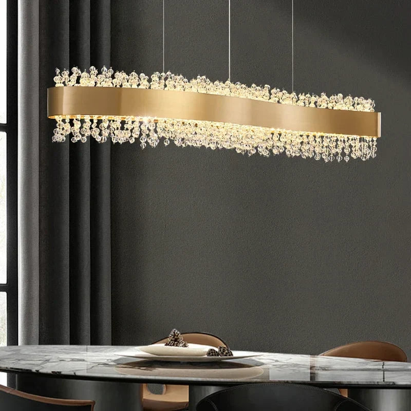Modern Crystal Chandelier Pendant Lights LED Luxury Living Room Kitchen Island