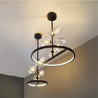 Glass Ball LED Chandelier: Modern Long Pendant Lighting for Living Room and Shop