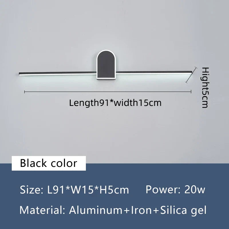 Nordic LED Mirror Light by - Modern Black/White Wall Sconce for Bathroom Mirror