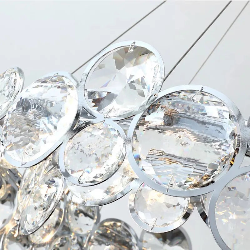 Crystal Chandelier Chrome Ceiling Pendant Light Fixture for Modern Luxury Living Home Décor