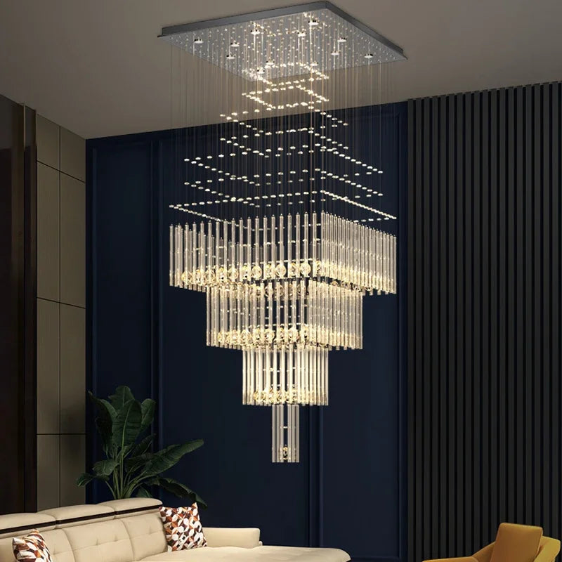 Modern Crystal Ceiling Chandelier for Living Room Staircase Pendant Light