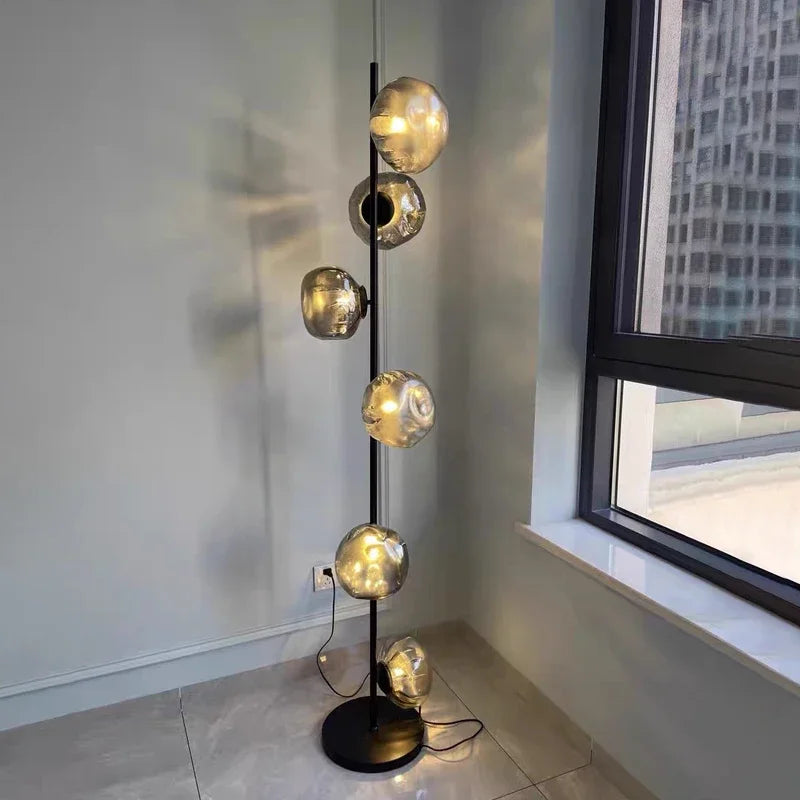Glass Shade LED Floor Lamp for Home Decor, Living Room, Bedroom, Minimalist Design