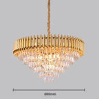 Black Gold Metal LED Chandelier Living Room Dining Modern Lustre Crystal Hanging Lamp