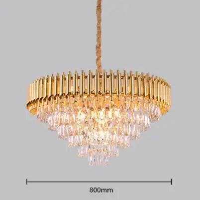 Black Gold Metal LED Chandelier Living Room Dining Modern Lustre Crystal Hanging Lamp