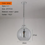 Nordic Mesh Glass Pendant Light - Silver Bronze Kitchen Dining Hanging Lamp