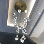 Diamond Crystal Chandelier Staircase LED Large Living Room Hall Lighting