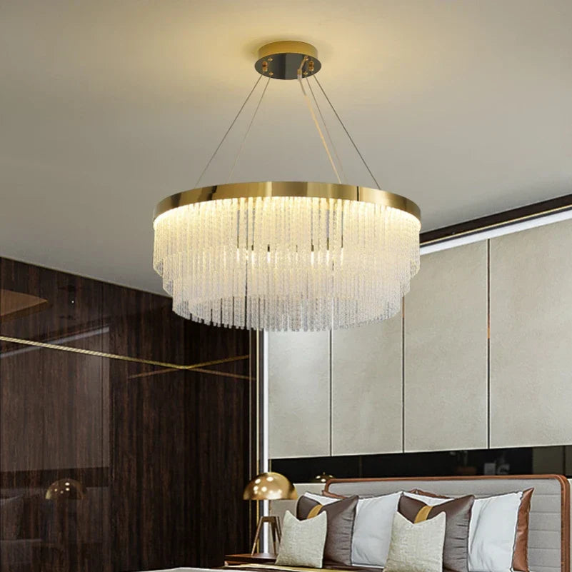 Crystal Luxury Hanging Ceiling Lamps LED Chandelier for Living Room Decor