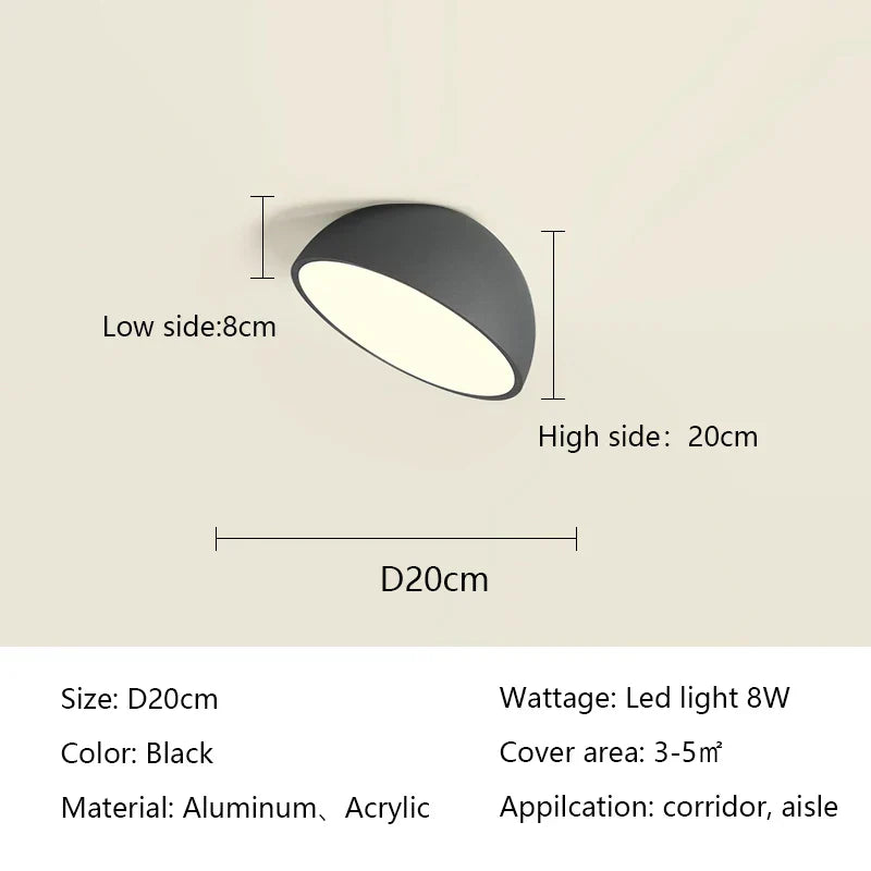 LED Semicircular Ceiling Light for Bedroom, Aisle, Balcony - Modern & Creative Lighting Fixtures