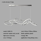 Chrome Stainless Steel LED Pendant Light - Modern Minimalist Dining Room Island Lamp