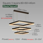 Square Modern Minimalist Nordic Chandelier for Living Room, Dining Room, Bedroom