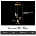 Diamond Crystal Chandelier Staircase LED Golden Large Living Room Hall Lighting