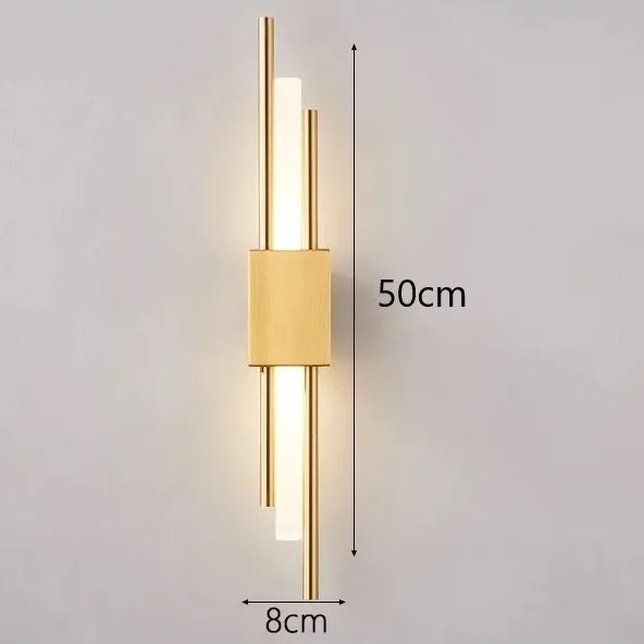 Modern Acrylic Pipe LED Wall Sconce Light for Room Decor, Black & Gold Iron Art
