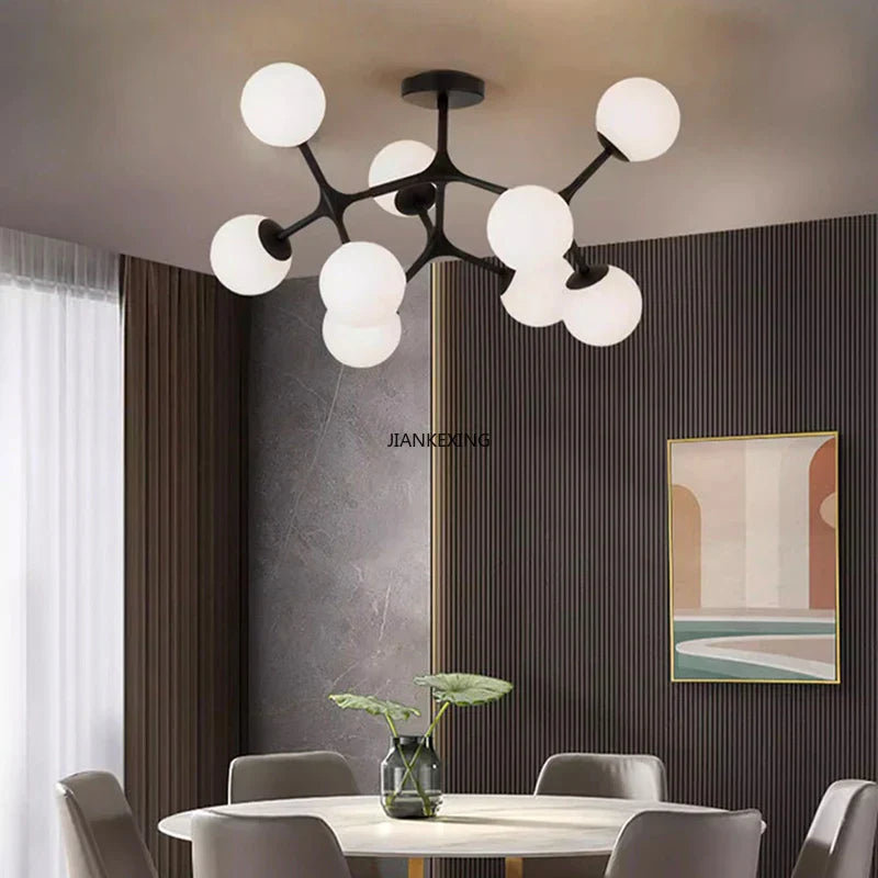 Glass Ball Ceiling Chandelier: Modern Lighting Fixture for Living Room Bedroom Center Table
