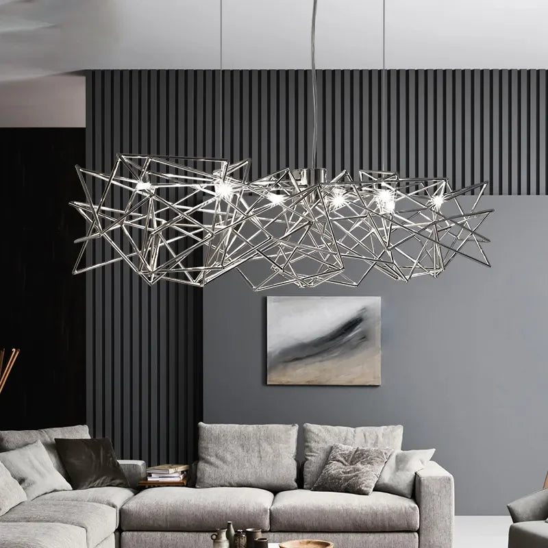 Modern LED Silver Chandelier for Dining Room & Restaurant