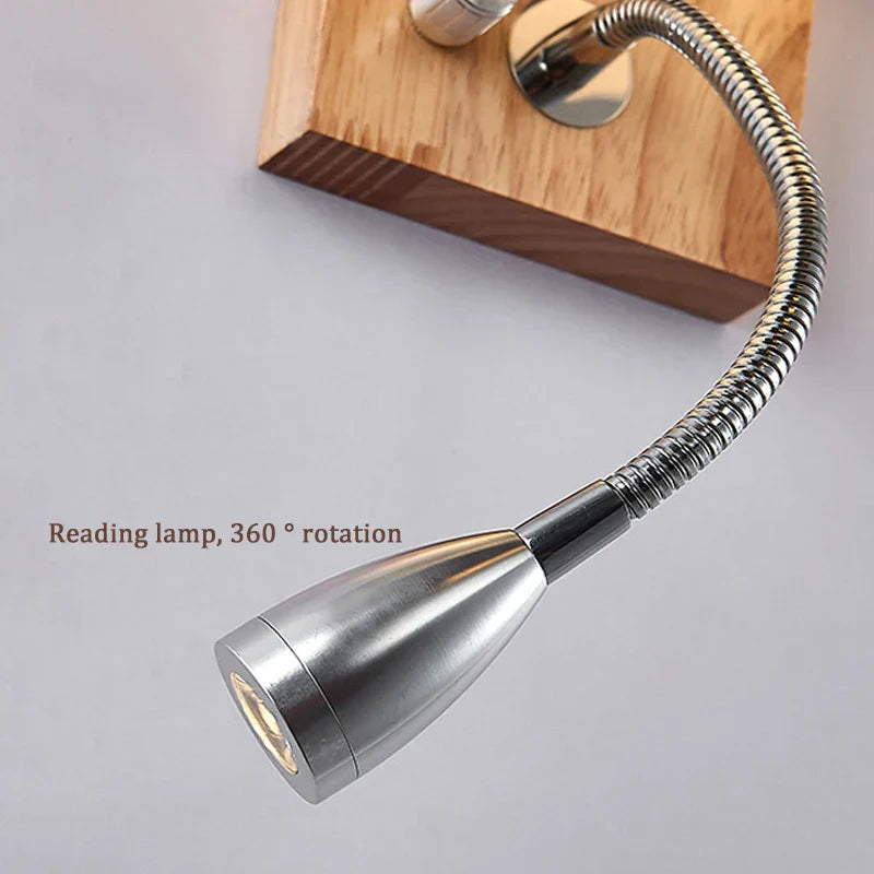 Modern Wood Iron LED Wall Lamp for Living Room Bedroom Lighting Sconce Nightlight
