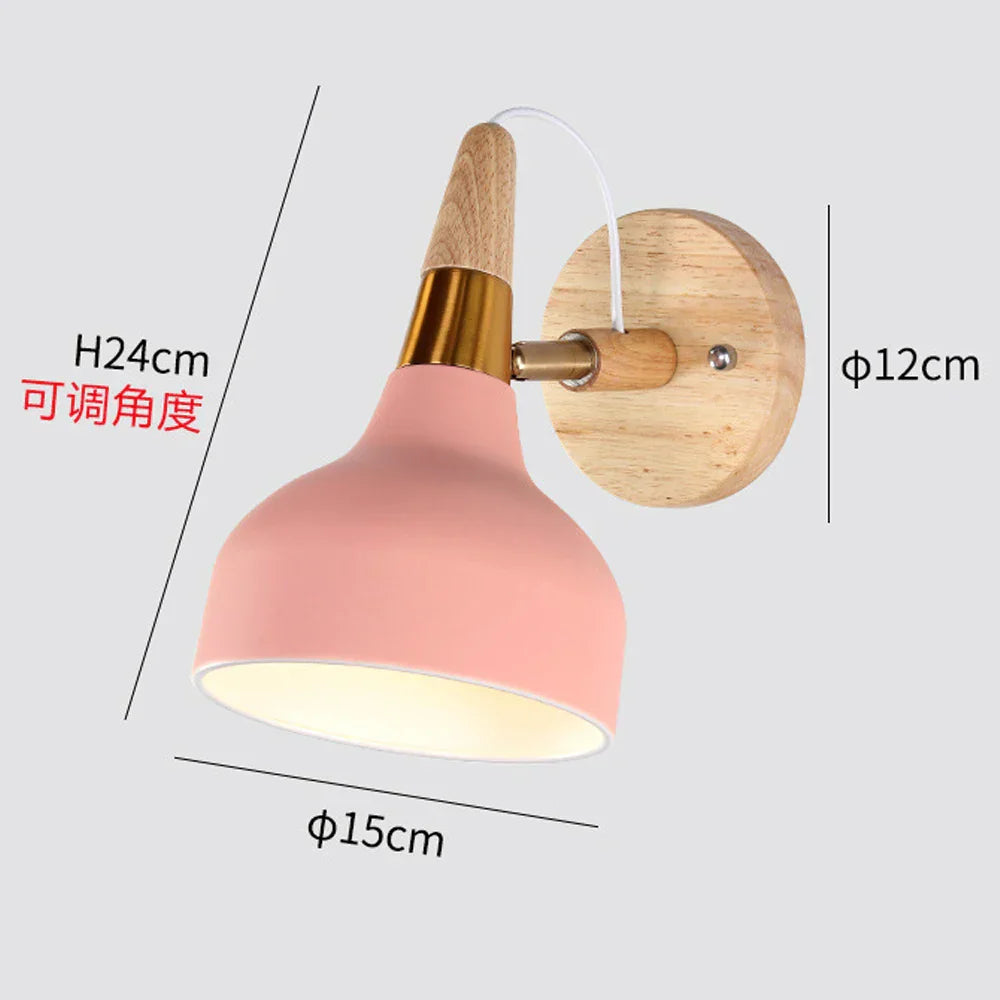 Modern Nordic Wood Wall Lamp Sconce Light LED Indoor Lighting Bedroom Living Room